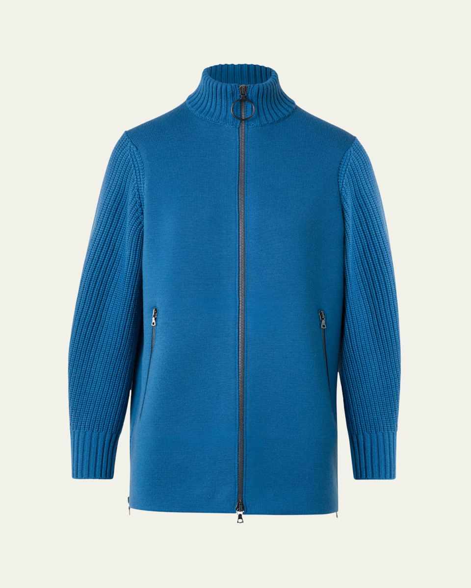 Stand Up Collar Merino Wool Cardigan